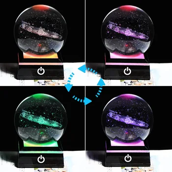 Glob de cristal Interioare Sculptate glob de Cristal Personalizate 3D Fotografie Mingea Desktop Decor 80mm Pământ Elan Galaxy Sistem Solar