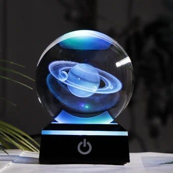 Glob de cristal Interioare Sculptate glob de Cristal Personalizate 3D Fotografie Mingea Desktop Decor 80mm Pământ Elan Galaxy Sistem Solar