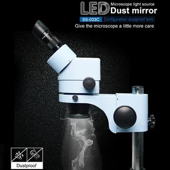 SS-033C Microscop cu Sursă de Lumină Inel Sursă de Lumină Sursă de Lumină Albă, Capac Lampă de Control Comutator 110V-220V