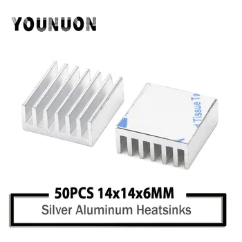 YOUNUON 50pcs 14x14x6mm Radiator de Aluminiu PC VGA Card Memorie RAM IC Chip radiatorul de Răcire a Răcitorului de 14mm x 6mm