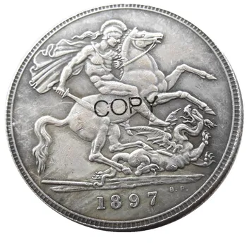 Un set de(1893-1900) 7pcs Marea Britanie argint coroana Reginei Victoria capul acoperit Argint Placat cu Copia fisei