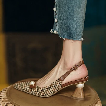 Femei Pantofi Pantofi Ciudat Stil Tocuri Toc Gros Pantofi De Piele De Vaca Amestecat Culori Pompe Doamnelor Subliniat Toe Pantofi
