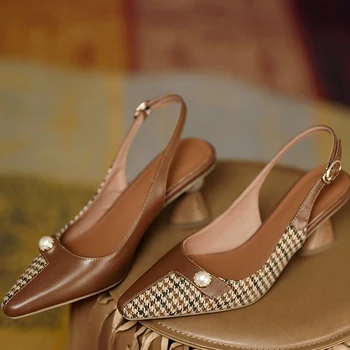 Femei Pantofi Pantofi Ciudat Stil Tocuri Toc Gros Pantofi De Piele De Vaca Amestecat Culori Pompe Doamnelor Subliniat Toe Pantofi