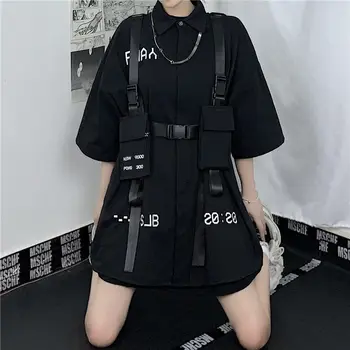 Techwear camasa barbati femei primavara unisex coreean wintage multi-buzunar de scule bluza frumos casual cargo top hip-hop streetwear