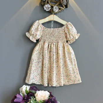 Copii rochie floral 2021 nou copil de vara puff maneca fusta fetita printesa rochie fete copii fată dress