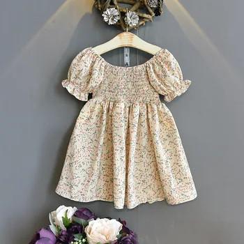 Copii rochie floral 2021 nou copil de vara puff maneca fusta fetita printesa rochie fete copii fată dress