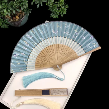 Stil chinezesc Ventilator Dublu-Secțiunea Fan Retro Stil Cheongsam Hanfu Femei Vara Portabil de Mătase Mici de Pliere Dans Fan Fan