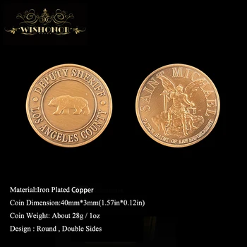 De Vânzare la cald Pentru American Los Angeles County Sheriff Adjunct Aur de 24K Brass Coin, Personalizate Provocare Monede Medalie 40*3 mm de Suveniruri Monede