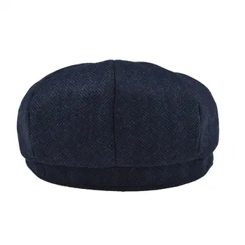 Lână Tweed Capac De Vânzător De Ziare Spic Gatsby Retro Pălărie Driver Capac Plat