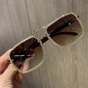 Vintage Femei ochelari de soare de Calitate ochelari de soare barbati Bling Diamant pătrat nuante pentru womem oculos de sol feminino ochelari