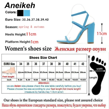 Aneikeh 2021 Vara Pantofi pentru Femei PU Moda Sandalias De Las Mujeres Superficial Toc Gros de Cusut Concis Banda Elastica Petrecere Solid