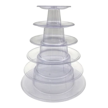4/6 Strat Macarons Display Turn Transparent Niveluri Cupcake Stand De Înaltă Calitate Tort De Nunta Display Stand