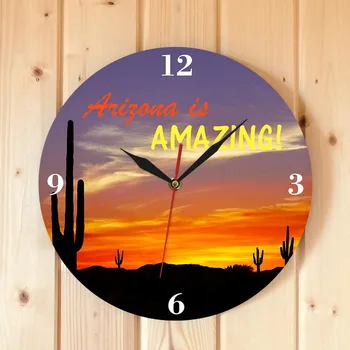 Arizona este Uimitor Moderne de Cuarț de Imprimare Ceasuri de Perete Sud-vestul Desert Cactus Tăcut Ceas Cronometru, Administrat de Decor Acasă