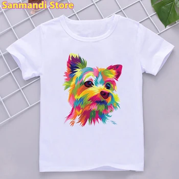 Amuzante Haine pentru Copii Acuarelă Câine de Pluș Animal Print Tricou Fete/Băieți Kawaii Imbracaminte Copii Topuri de Vara flori T-Shirt