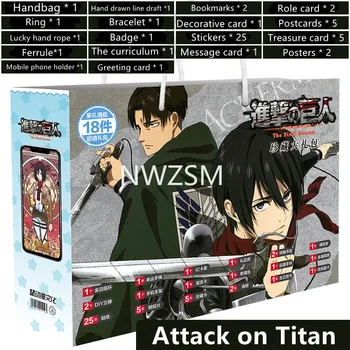 Atac pe Titan anime joc cadou sac sac hârtie specială periferice insigna și inel cadou