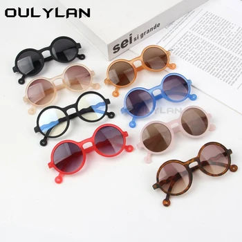 Oulylan 2021 Tendințele Rotund Copii ochelari de Soare Baieti Fete Vintage Pahare Colorate pentru Copii Drăguț Copil Ochelari Negri UV400 Mici
