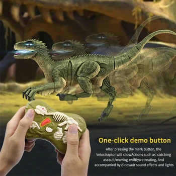 OEMG RC Dinozaur 2.4 G Simulare Velociraptor Control de la Distanță Inteligent Animal Dinozaur Cu LED-uri de Lumină Răcnește Jucarii Cadou