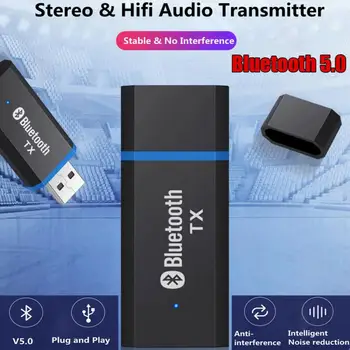 Bluetooth USB 5.0 Transmițător Adaptor de 3,5 mm AUX Stereo Pentru TV, PC, Masina AUX 4in1