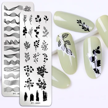 PICT TE Unghiilor Stamping Plăci de Frunze de Flori de Geometrie Nail Art Timbru Șabloane Șabloane de Design polonez Instrumente