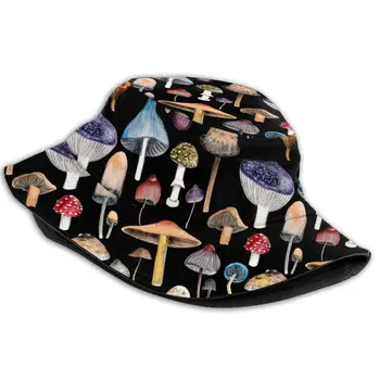 NOISYDESIGNS în aer liber de Vară Pălărie de Soare Ciuperci pline de culoare de Imprimare Pescar Pălărie de Femei de Stradă Găleată Pălării Negre, Unisex Pălării Hip Hop
