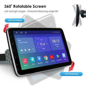 360 de grade rotative Android cu ecran De 10 Radio Auto Multimidia Player stereo BT navigator WiFi 1din 1G 2G RAM 16G 32G ROM 10.1