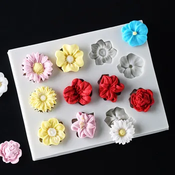 3D Mucegai Instrumente de Floarea soarelui, Flori de Trandafir Forma de Silicon Mucegai Tort de Frontieră DIY Decorare de Ciocolata Ambarcațiuni Lut Polimeric Meserii