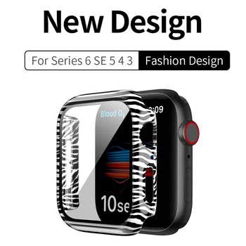 Noul Design Zebra Model PC Capacul+Film de Sticlă pentru Apple Watch Serie de Caz SE 6 5 4 3 Ecran Protector 40mm 44mm 38mm 42mm Bara