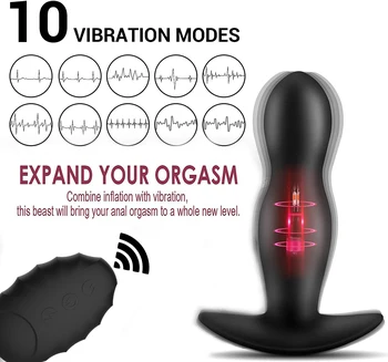 Telecomanda Wireless Sex Masculin, Prostata Pentru Masaj Gonflabil Anal Plug Vibratoare, Butt Plug Anal De Expansiune Vibratoare Jucarii Sexuale Pentru Barbati