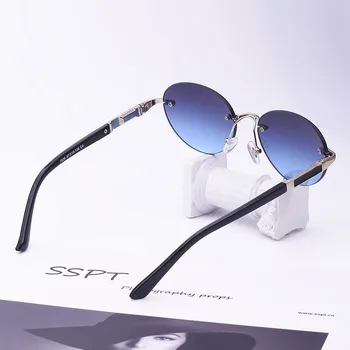 HBK Bărbați ochelari de Soare Retro fără ramă Femei Vintage Punk Lemn Ochelari de Soare Cadru din Aliaj Clasic de Brand Designer de Nuante de Albastru, Maro Oculos