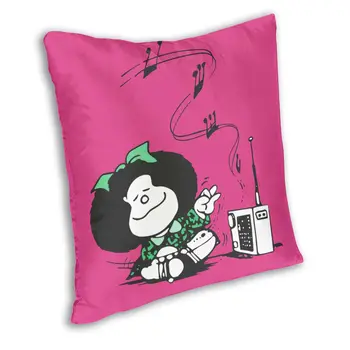 Mafalda Muzica Pillowcover Decor Drăguț desen Animat față de Pernă Pernă pentru Camera de zi Imprimare față-verso Unic