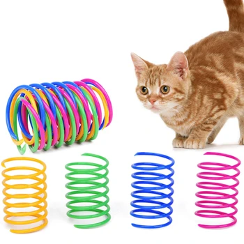 Cat colorat Primavara Jucarie Creativ Plastic Flexibil Cat Bobina de Jucărie 4buc/Pachet Interactive Jucărie Pisica Amuzant Jucărie animale de Companie Favoarea Jucărie Animal de casă Produse