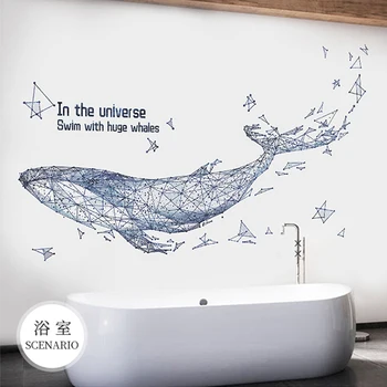 3D DIY Geometrice Abstracte Balena Autocolante de Perete Mobilier Acoperă Decorarea Camerei Poster Autocolant Decor Acasă de Vinil Tapet Arta