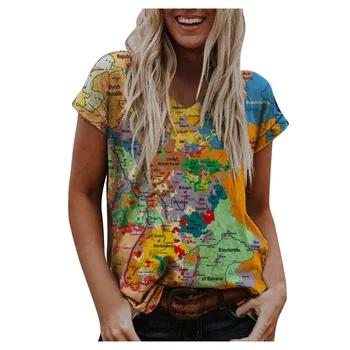 Creativitatea Harta Lumii Imprimate T-shirt Amuzant Camasi Moda de Vara Tricou 3D Tricou Femei Topuri Teuri 2021 Moda Streetwear