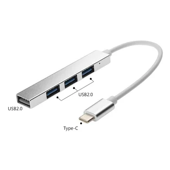 Tip-C Pentru 4 Usb Hub Expander Ultra-Subțire Portabil Mini 4-Port Usb 2.0 Hub Usb Interfață De Alimentare Pentru Mac-Book Laptop Tableta Comput