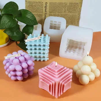 Multi-stil Cub Rubik Lumânare Mucegai Geometrie Silicon de Ciocolata Gheață Sapun Aroma Difuzor de Mucegai 3d matrite pentru luare lumânare kit