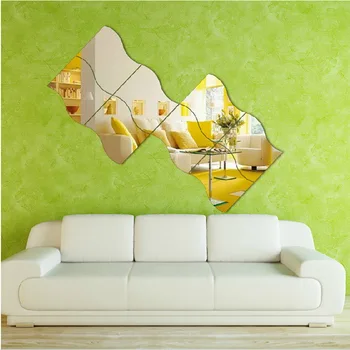 6pcs Formă de Undă Oglindă de Perete Autocolante 3D Val Pătrat Adezive Autocolante Pentru Camera de zi DIY Oglindă pictura Murala de Perete de Artă Modernă Decor Acasă