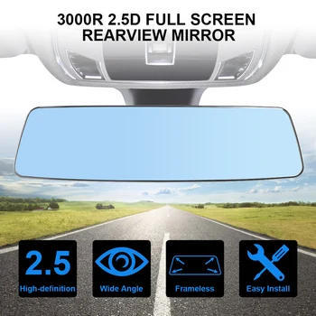 Interioare auto Oglinda retrovizoare 3000R Micro Curbura Cristalinului 2.5 D Ecran Full HD de Sticlă Anti-orbire cu unghi Larg Albastru Fara rama Oglinda