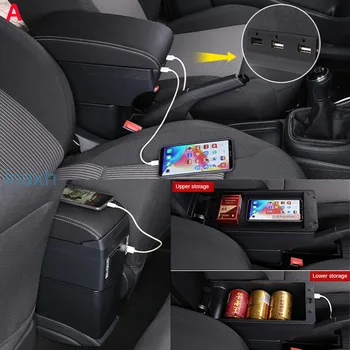 Pentru PEUGEOT 206 Cotiera Piese de Interior 2017 Masina Cotiera cutie de Aducere piese cutie de Depozitare accesorii auto Interior cu LED-uri USB