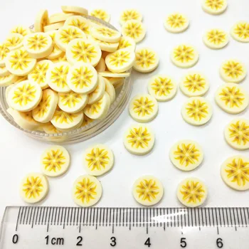 20g/lot 1cm Banana Felie de Fructe de Polimer Lut Galben Plastic Klei Noroi Particule