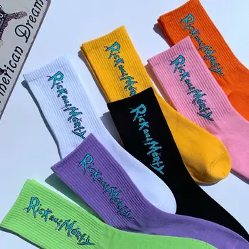 Creatoare de moda designer de șosete amuzante fluorescente culoare sloganul stradă de moda hip hop muzica șosete om fericit șosete