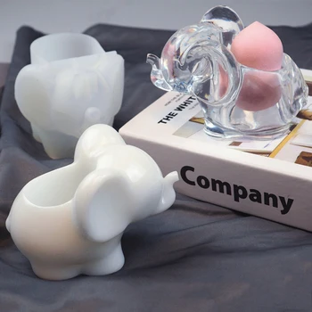 3D Elefant Mucegai Silicon Rășină Epoxidică DIY Mucegai Burete de Machiaj Titularul Cosmetice Bijuterii Container de Depozitare Art Craft