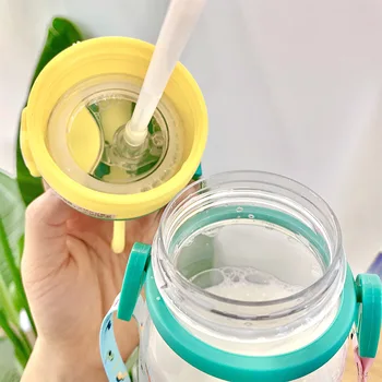 Elegant Sticla de Apa cu Paie Transparent Sticlă Reutilizabile Pahare de Plastic cu Capace de 600 ml Și De Agua Termo Cupa în aer liber