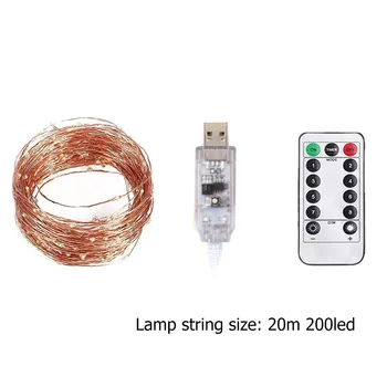 USB Sârmă de Cupru Șir de Lumină Lampă w/Control de la Distanță Agățat 20m 200 LED-uri de Crăciun Ghirlanda Cușcă Abajur Lumina Plafon