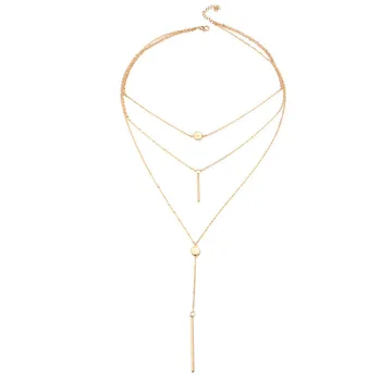 Boem de Vară de Culoare de Aur Asimetrie Perle Rotunde Tassel Pandantiv Colier pentru Femei Aliaj Dublu Strat Coliere Collares