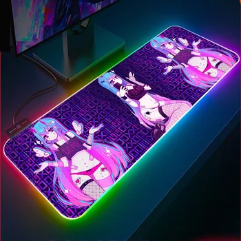 Moneko Anime Joc de Mouse-Pad RGB Mini Tastatura Laptop Pad Lock Dsek Mat de Culoare LED-uri de Lumină Mouse Pad-uri XXL Jocuri Gamer Accesorii