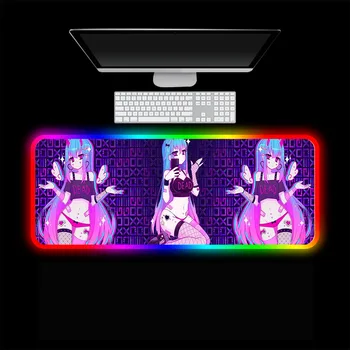 Moneko Anime Joc de Mouse-Pad RGB Mini Tastatura Laptop Pad Lock Dsek Mat de Culoare LED-uri de Lumină Mouse Pad-uri XXL Jocuri Gamer Accesorii