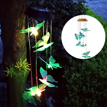 LED-uri Colorate de Energie Solară Chime Vânt Lumina Colibri Fluture, Libelula Impermeabil în aer liber Windchime Lumina Solara pentru Gradina