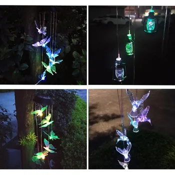 LED-uri Colorate de Energie Solară Chime Vânt Lumina Colibri Fluture, Libelula Impermeabil în aer liber Windchime Lumina Solara pentru Gradina