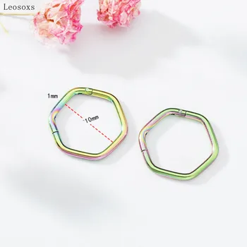 Leosoxs 2 buc Nouă Modă de Culoare-rapid Poligonale Inel de Nas Cercei Universal Piercing Bijuterii