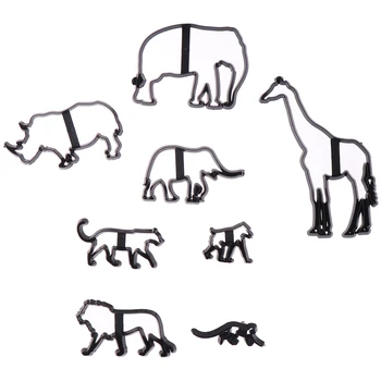 8Pcs Animal Cookie-Cutter din Plastic Elefant, Leu, Girafa, Leopard Fondant Cutter Safari Silueta Tort Mucegai Tort de Decorare
